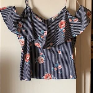 Off the shoulder flower print top.